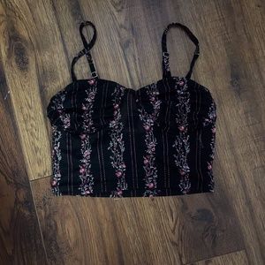 Forever 21 Sheer Floral Cropped Tank Top